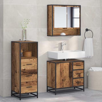 vidaXL Badkamermeubelset 3 st Oud Hout 65 x 33 x 60 cm, Verzenden, Nieuw, Overige typen
