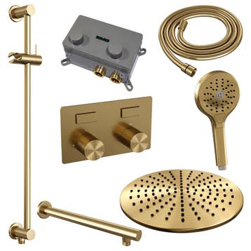 Brauer Gold Carving Thermostatische Regendoucheset Inbouw -, Ophalen of Verzenden, Nieuw