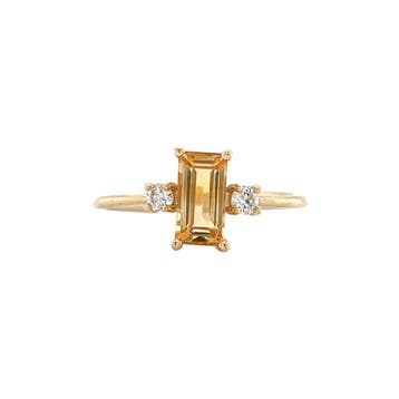 Gouden ring met citrien en diamant 14 karaat* nieuw, Sieraden, Tassen en Uiterlijk, Ringen, Verzenden, Zo goed als nieuw, Goud