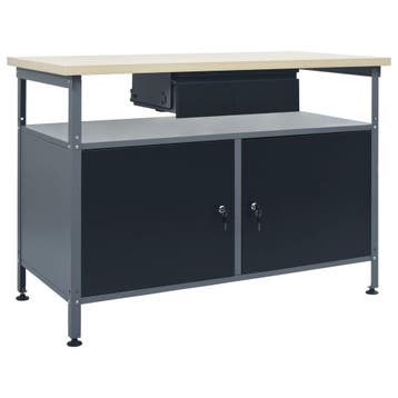 vidaXL Werkbank 120x60x85 cm staal zwart, Verzenden, Nieuw