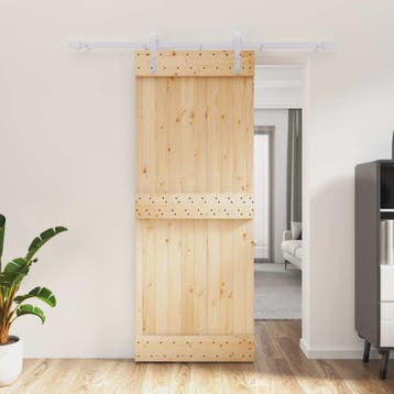 vidaXL Schuifdeur 80 x 210 cm Massief Grenenhout, Verzenden, Nieuw