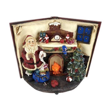 Kerst decoratie boek Kerstman bij open haard - Met, Ophalen of Verzenden, Nieuw