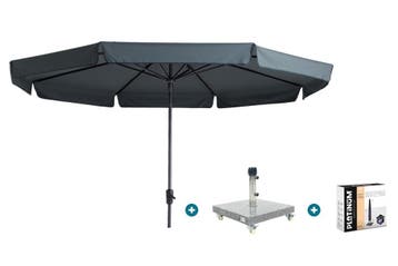 Madison Syros Luxe stokparasol Ø350 cm. - Grey + Sevilla, Tuin en Terras, Verzenden, Nieuw, Parasolvoet