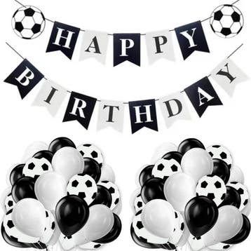 Voetbal decoratie set met vlaggenlijn Happy Birthday, Ophalen of Verzenden, Nieuw, Versiering, Verjaardag