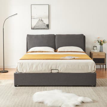 Tweepersoonsbed Lunner met matras 200x140 cm donkergrijs [en, Verzenden, Nieuw