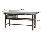 Werkbank zwart 200 cm met zinken werkblad en, Doe-het-zelf en Verbouw, Werkbanken, Ophalen of Verzenden, Nieuw