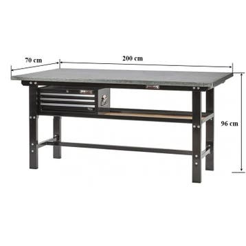 Werkbank zwart 200 cm met zinken werkblad en, Doe-het-zelf en Verbouw, Werkbanken, Ophalen of Verzenden, Nieuw