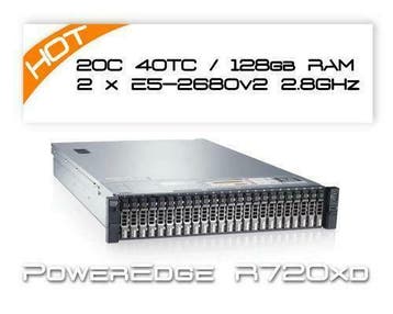 Dell R720XD 2x E5-2680v2 2,8Ghz 10Core/128GB RAM/H710 server, Ophalen of Verzenden, Refurbished, 2 tot 3 Ghz, Hot swappable onderdelen