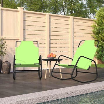 vidaXL Ligstoelen 2 st schommelend staal en textileen groen, Tuin en Terras, Ligbedden, Verzenden, Nieuw