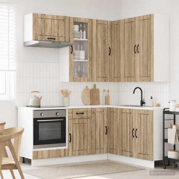 vidaXL Keukenblok LUCCA 8 st Sonoma Eiken Bewerkt hout, Verzenden, Nieuw, Bruin