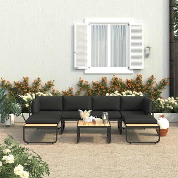 vidaXL 4-delige Tuinhoekbankenset met kussens aluminium en, Tuin en Terras, Verzenden, Nieuw, Overige materialen