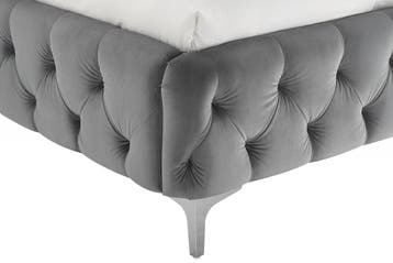 Designbed MODERN BAROK 160x200cm grijs fluweel Chesterfield, Ophalen of Verzenden, Nieuw