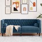 Tweezitsbank Chesterfield | Fluweel Blauw | 37% Korting, Huis en Inrichting, Banken | Bankstellen, Minder dan 75 cm, 150 tot 200 cm