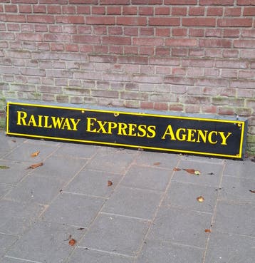 Railway Express Agency Emaille Bord - 180 x 30cm - Origineel, Ophalen, Gebruikt