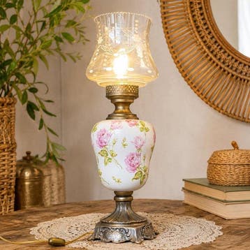Tafellamp - Keramiek, Glas, Zinklegering, Romantisch