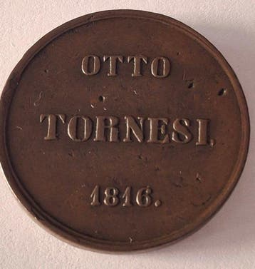 Koninkrijk Napels. 8 Tornesi 1816
