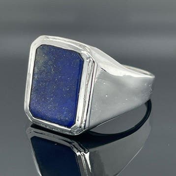 Zilver - Ring - Natuurlijke lapis lazuli