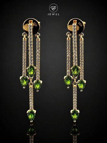 Peervormige Chrome Diopside oorbellen - 925 zilver - Moderne