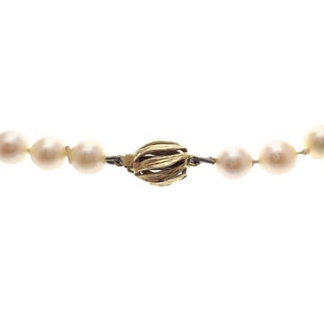 Antieke parelcollier met gouden slot (Ketting), Gebruikt, Ophalen of Verzenden, Met edelsteen, Goud