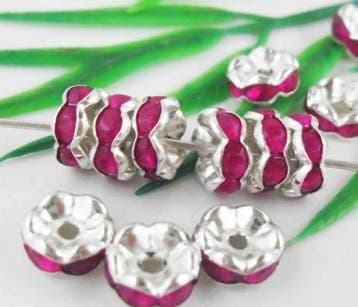 50 x Verzilverde kristal rondellen 8 mm – fuchsia, Hobby en Vrije tijd, Kralen en Sieraden maken, Ophalen of Verzenden, Nieuw