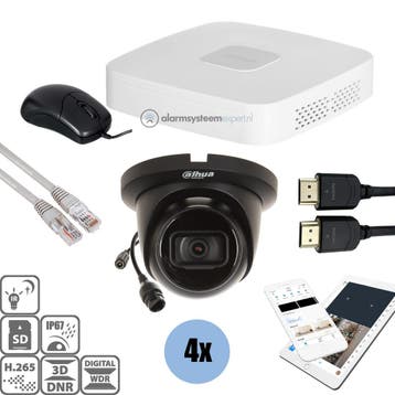 Dahua Black Kit 4x Turret 8 Mp + Recorder &, Ophalen of Verzenden, Nieuw