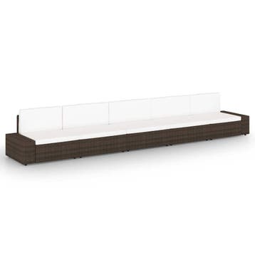 vidaXL 5-delige Loungeset met kussens poly rattan bruin, Verzenden, Nieuw, Loungeset