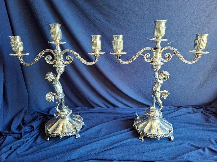 Kandelaar (2) - Sterling Zilver 925, Antiek en Kunst, Antiek | Goud en Zilver