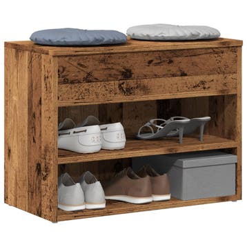 vidaXL Schoenenbank 60x30x45 cm bewerkt hout oud houtkleurig, Verzenden, Nieuw