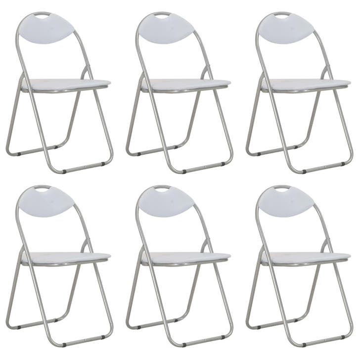 vidaXL Eetkamerstoelen inklapbaar 6 st kunstleer wit, Huis en Inrichting, Stoelen, Wit, Nieuw, Verzenden