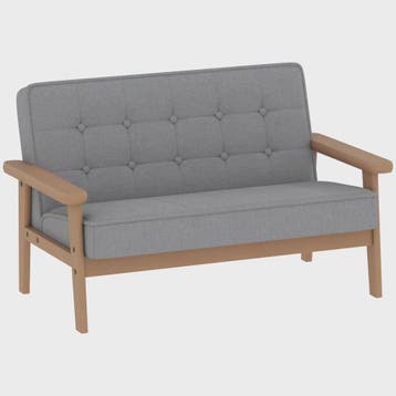Grijze Kinderbank - Zachte Pluche 2-zits Sofa met Houten Fra, Verzenden, Nieuw