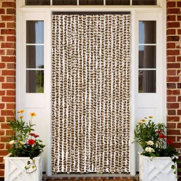 vidaXL Vliegengordijn 90x200 cm chenille beige en bruin, Verzenden, Nieuw, Beige