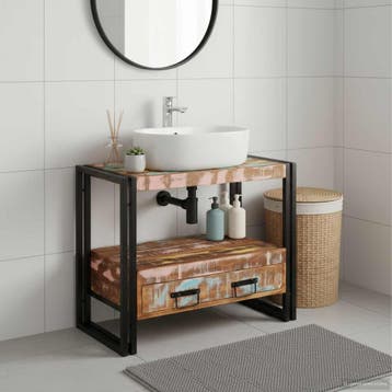vidaXL Wastafel Kast met lade Multikleur Massief Gerecycled, Huis en Inrichting, Tafels | Kaptafels, Verzenden, Nieuw