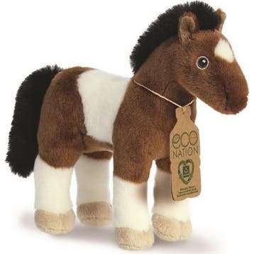 Eco Nation paard knuffel - pluche - bruin/wit - 28 cm, Verzenden, Nieuw