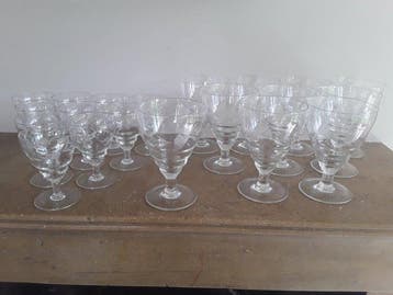 Drinkset (20) - Glas, Kristal - 20 pcs vintage stemware