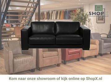 Leren bank Clear - 2,5 zits - Granada Black (zwart) - Poten, Huis en Inrichting, Bohemian, Eigentijds, Modern, Retro, Vintage