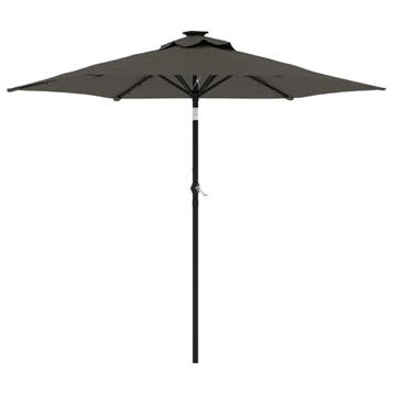 vidaXL Parasol met LEDs en stalen paal 225x225x212cm, Verzenden, Nieuw, 2 tot 3 meter