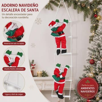 100cm Kerstman aan Ladder - Hangend Kerstdecoratie Ornament, Diversen, Kerst, Verzenden, Nieuw