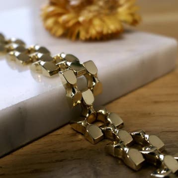Gouden Bismarck schakelarmband, Sieraden, Tassen en Uiterlijk, Armbanden, Ophalen of Verzenden, Gebruikt, Goud, Goud