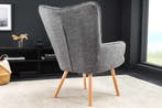 Moderne fauteuil SCANDINAVIA grijze structuurstof massief, Huis en Inrichting, Ophalen of Verzenden, Nieuw