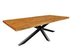 Massief houten eettafel GALAXIE 200 cm vintage bruin grenen, Ophalen of Verzenden, Nieuw