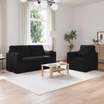 vidaXL Bankstel 2 pcs Zwart 158 x 78 x 80 cm Stof, Huis en Inrichting, Banken | Bankstellen, Verzenden, Nieuw, Stof, Minder dan 150 cm