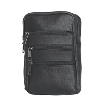 Leren Crossbody Tas Heren - Bruin & Zwart, Nieuw