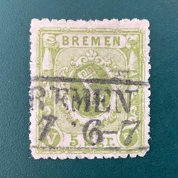 Bremen 1866 - 5 Silvergrossen wapenschild gekeurd Jschl -, Gestempeld