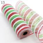 Decomesh metallic wit rood groen strepen 13 26 cm rol 9, Ophalen of Verzenden, Nieuw