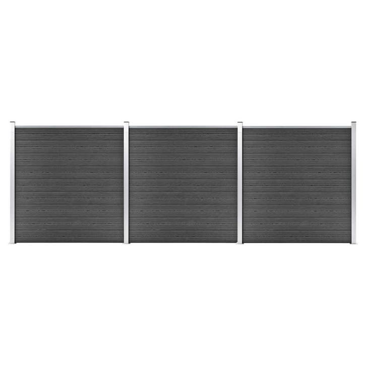 vidaXL Schuttingpanelenset 526x186 cm HKC zwart, Tuin en Terras, Schuttingen, Nieuw, Kunststof, 1 tot 2 meter, Verzenden