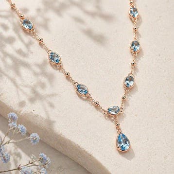 Zonder minimumprijs - Halsketting Zilver - Topaz -, Nieuw