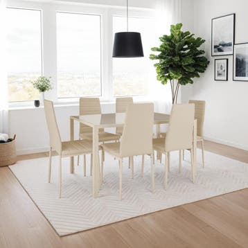 Eetkamerstoelen, kunstleer - beige, Set van 4, Huis en Inrichting, Stoelen, Verzenden, Nieuw