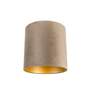 Velours lampenkap taupe 40/40/40 met gouden binnenkant, Huis en Inrichting, Lampen | Lampenkappen, Verzenden, Nieuw