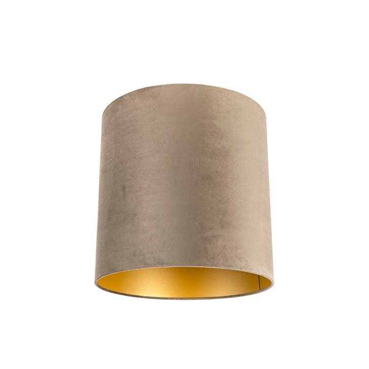 Velours lampenkap taupe 40/40/40 met gouden binnenkant, Huis en Inrichting, Lampen | Lampenkappen, Nieuw, Verzenden