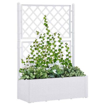 vidaXL Plantenbak hoog met latwerk en zelfbewateringssysteem, Kunststof, 100 cm of meer, Verzenden, Nieuw